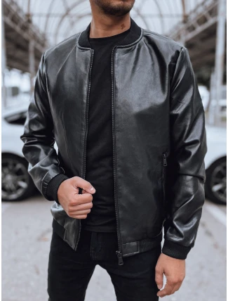 Pánska kožená bunda bomber black FashionStreet TX4706