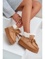 Śniegowce Damskie Na Platformie Z Futerkiem Typu Branek Camel Ciabellae