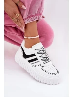 Sneakersy Damskie Na Platformie Biało-Czarne Ofenale