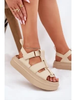 Sandały Damskie Na Platformie Beżowe Nitavelia