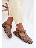 Dámske ploché sandále Natural Suede Big Star TT274250 Beige