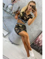 Súprava blúzky so sukňou moro khaki+hnedá