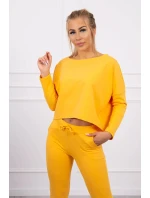 Súprava s oversize blúzkou horčicovej farby