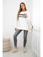 Mikina s vyšívaným nápisom ecru