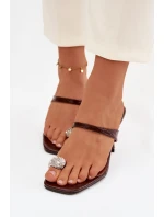 Dámské lodičky na jehle s ozdobným detailem Čokoládové Lorissa