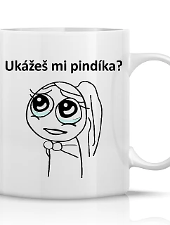 Ukážeš mi PINDICK? - klasický biely keramický hrnček 300 ml