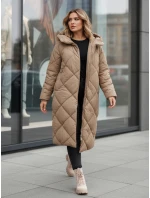 Dámska prešívaná zimná bunda s kapucňou FEMACOAT khaki FashionStreet TY5477