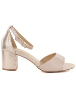 Béžové a zlaté dámske sandále na podpätku Potocki LE20339