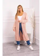 Sveter dlhý kardigan svetlo púdrovo ružový