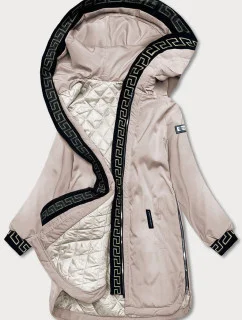 Svetlo béžová dámska bunda s ozdobnou lemovkou (B8150-51)