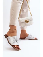 Zazoo 2659 Skórzane Klapki Damskie Srebrne