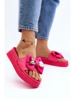 Damskie Klapki Z Kokardą i Misiem Fuksja Katterina