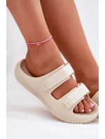 Piankowe Klapki Damskie Z Rzepami Big Star RR274A529 Beżowe
