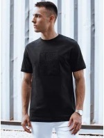 Pánske bavlnené tričko s aplikáciou čierne FashionStreet RX5517