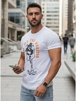 Pánske biele tričko s potlačou FashionStreet RX5619