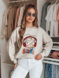 Dámska mikina s potlačou LALA VIBE beige FashionStreet BY1506