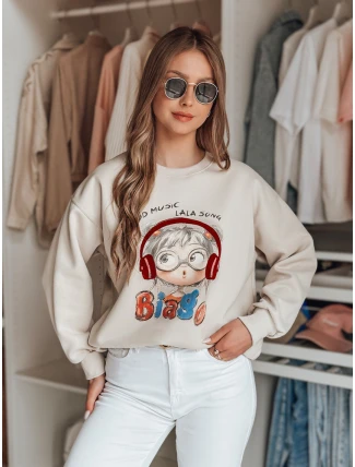Dámska mikina s potlačou LALA VIBE beige FashionStreet BY1506 Dámska mikina s potlačou LALA VIBE beige FashionStreet BY1506