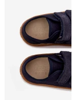 Dětské domácí pantofle Barefoot Froddo Canvas G1700440-2 Tmavě modré