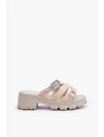 Dámske papuče na nízkom podpätku ZAXY light beige