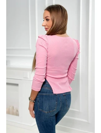 Blúzka s buffovými rukávmi svetlo ružová