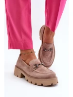 Robustné dámske béžové semišové mokasíny Neloria