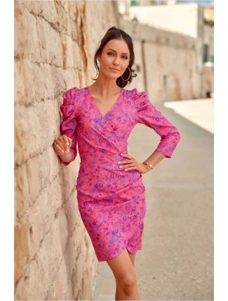 Denné šaty SUK0329 tmavoružové - Roco Fashion Denné šaty SUK0329 tmavoružové - Roco Fashion