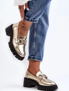 Dámske poltopánky na podpätku 2646-4 model 189877 Gold and Black - Sweet Shoes