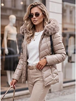 Dámska prešívaná zimná bunda s kapucňou MIRIAL béžová FashionStreet TY3770