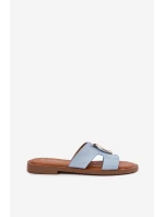 Klapki Damskie Na Płaskim Obcasie Z Ozdobą Vinceza 17381 Niebieskie