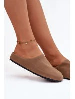 Dámské pantofle z eko semiše Khaki Kalvess