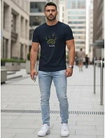 Pánske bavlnené tričko s originálnym potlačou, tmavomodré, FashionStreet NX0149R Pánske bavlnené tričko s originálnym potlačou, tmavomodré, FashionStreet NX0149R