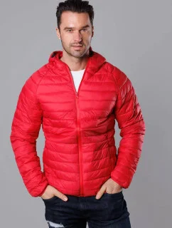 Červená pánska prešívaná bunda s kapucňou (HM112-5)