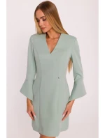 M876 Šaty so širokými manžetami - mentolové