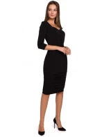 K006 Pletené šaty s opaskom - čierne