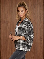 Dámska flanelová košeľa s kockovaným vzorom, sivá, FashionStreet DY0497