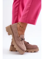 Robustné dámske béžové semišové mokasíny Neloria