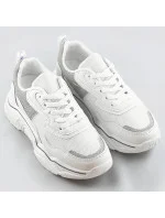 Bielo-šedé dámske sneakersy s brokátovými vsadkami (LU-2)