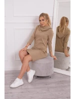 Šaty s kapucňou a vreckami camel
