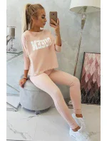 Sada s potlačou Queen tmavo púdrovo ružová