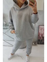 Zateplený set s mikinou s kapucňou šedý