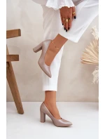 Satynowe Czółenka Lewski Shoes 2453 Beżowe