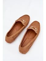 Mokasyny Damskie Ażurowe Z Ozdobą Camel Kaydance