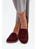 Kožené semišové barefoot mokasíny Zazoo 322 burgundy
