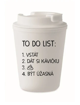 TO DO LIST:  BÝT ÚŽASNÁ - bílý termohrnek 300 ml