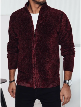 Pánsky bordový sveter bez gombíkov FashionStreet WX2233 Pánsky bordový sveter bez gombíkov FashionStreet WX2233