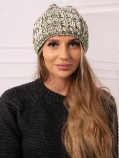 Čiapka s rolovaním Klara K311 zelená+hnedá