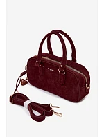 Malá bordová kabelka typu kufřík z eko semiše Annelle