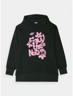 Dívčí tepláková mikina bez zapínání a s kapucí 4F - černá Dívčí tepláková mikina bez zapínání a s kapucí 4F - černá