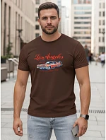 Pánske bavlnené tričko s nápisom Los Angeles brown NX0055R Pánske bavlnené tričko s nápisom Los Angeles brown NX0055R