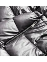 Dámska obojstranná bunda v metalickej sivej farbe (R8070) Dámska obojstranná bunda v metalickej sivej farbe (R8070)